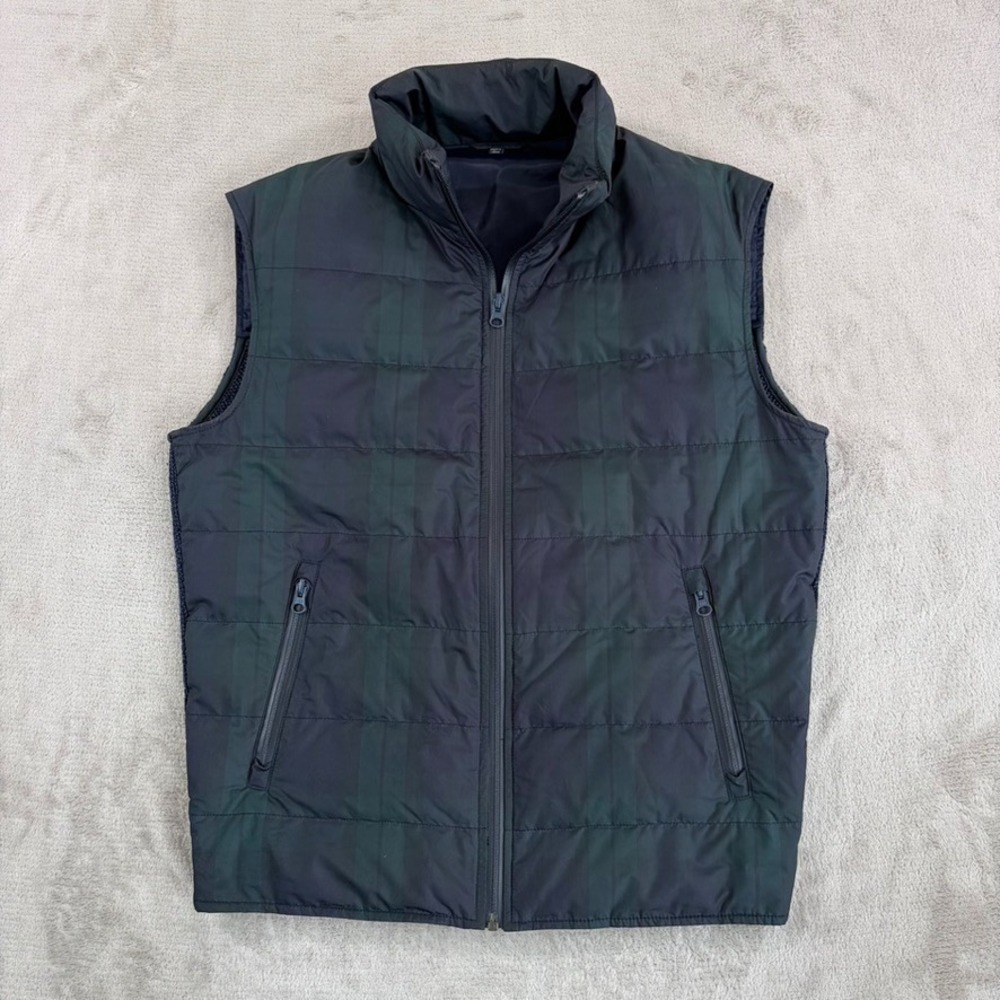 SuitSupply‎ Padded Nylon Down Vest in BlackWatch Men Small Teflon Olmetex Zip Up